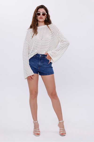 Figo Openwork Knitwear Women's Blouse