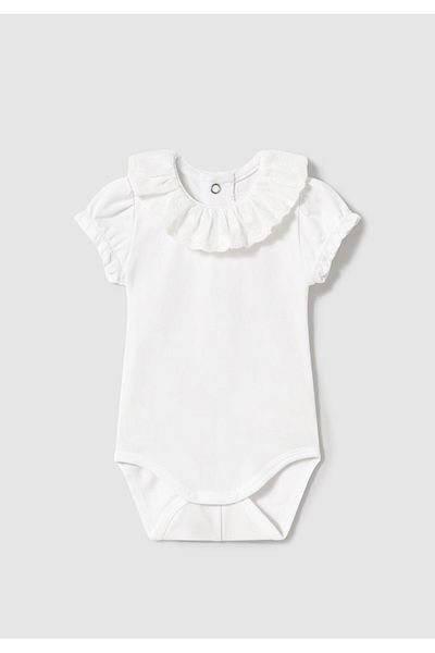 MAYORAL Baby Girl Scalloped Short Sleeve Body White
