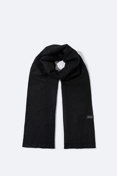 Avva Men's Black Tasseled Plain Shawl B009401