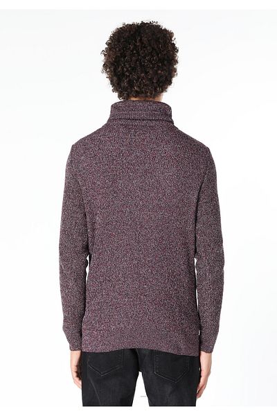 Colin's Pulover pentru bărbați, roșu Claret, jacquard, cu gât țestoasă