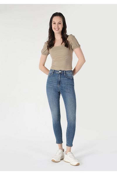Colin's Pantaloni skinny cu talie înaltă, cu picioare înguste, pentru femei, indigo