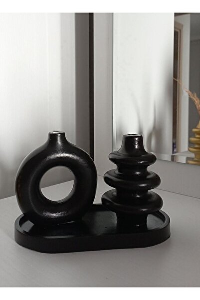 Piccolini Buble Ve Bohem Vazo Seti Siyah