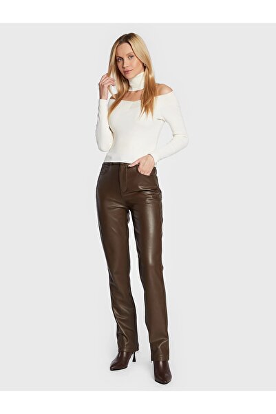 Guess GUESS CAROLINE PANTS women's brown trousers