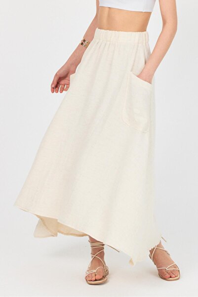 Rays Natural Side Pocket Muslin Linen A-Line Skirt 4713A
