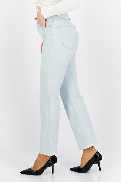 Replay Women Regular Fit High Waist Wash Stretchable Denim, Light Blue