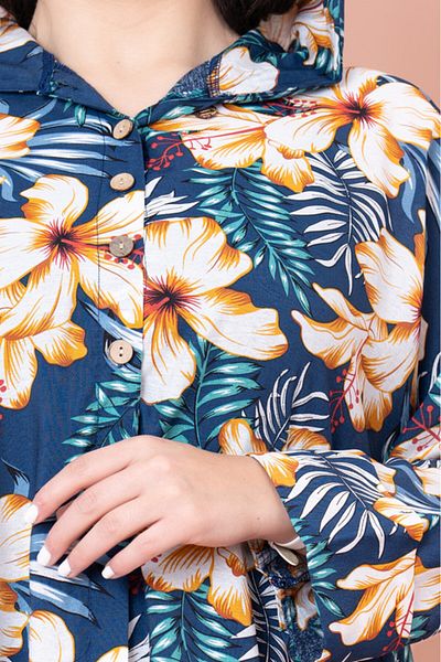 IKKXA Floral Printed Hoodie Jalabiya