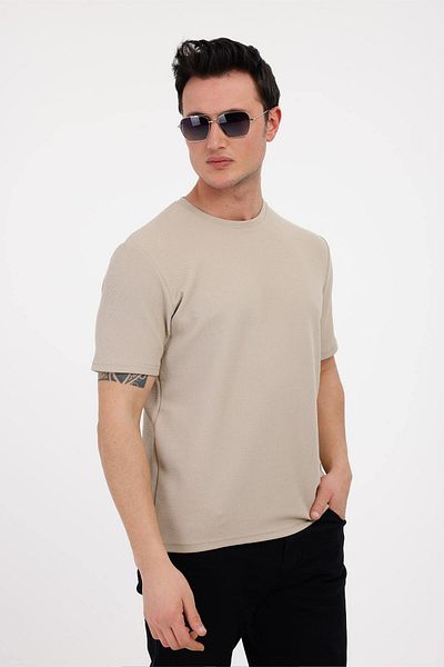 Decas BASIC&COOL Crew Neck Βαμβακερό T-Shirt - Μπεζ