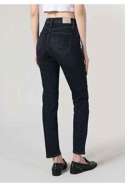 Colin's Pantaloni slim pentru femei, cu talie medie, cu picioare drepte, indigo închis