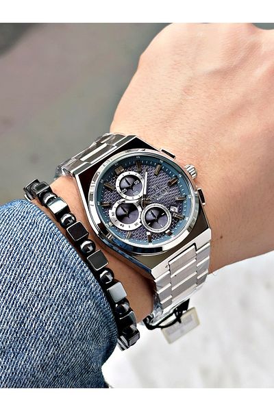 Reward Silver Color Functions Active Steel Strap Men's Wristwatch + BRACELET