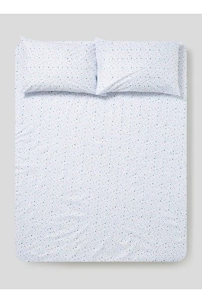 RISHAHOME 3-Piece Queen 180 TC Cotton Bedsheet Set – Star Print, 1 Sheet + 2 Pillowcases, White