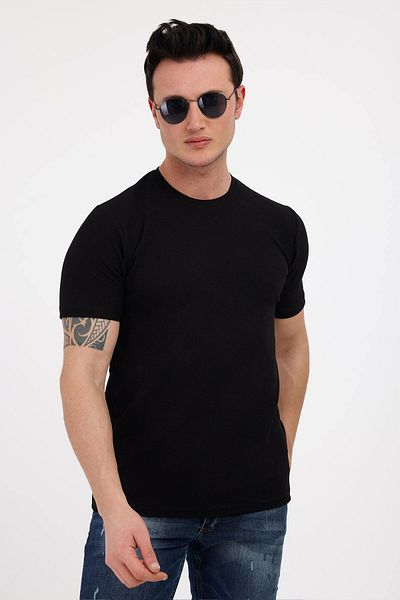 Decas BASIC&COOL Crew Neck Βαμβακερό T-Shirt - Μαύρο