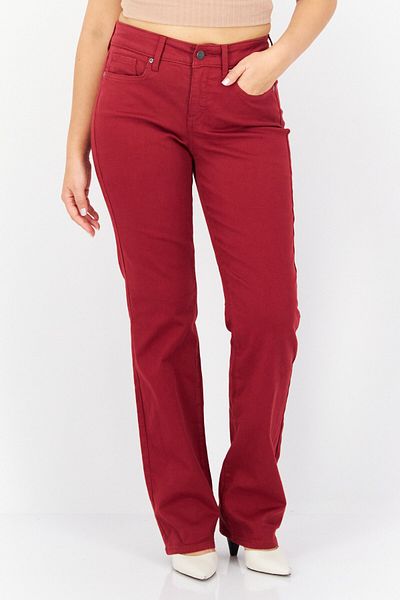 NYDJ Women Straight Fit Solid Stretchable Jeans, Maroon