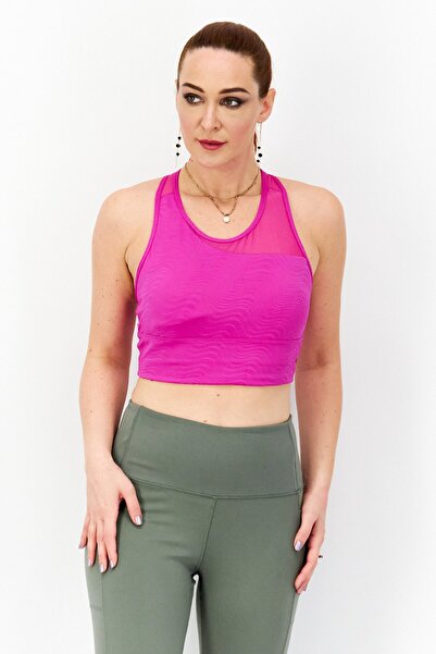 Puma Women Padded Mid Impact Flawless Sports Bra, Fuchsia