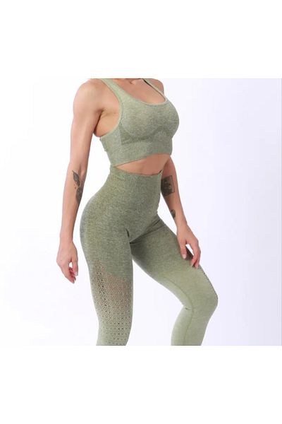 BUNCA Tonal jacquard effect seamless sports bra and leggings set