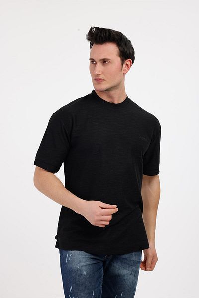 Decas Βαμβακερό μπλουζάκι VESPER Crew Neck - Μαύρο
