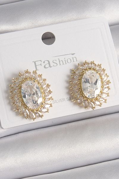 Skygo Brass Gold Color Zircon Stone Women's Earrings - Tj-Bkp9925