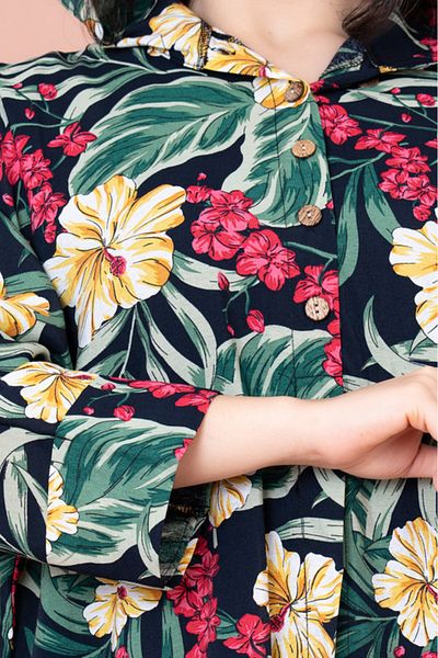 IKKXA Floral Printed Hoodie Jalabiya
