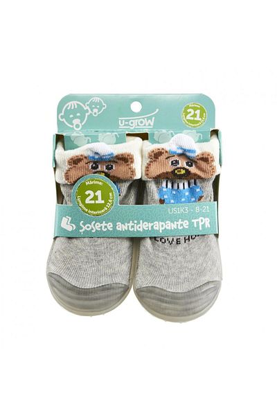U-Grow Socks with TPR non-slip sole, size 21, U-Grow