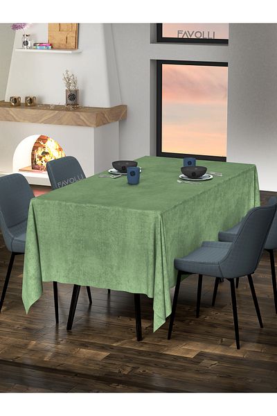 FAVOLLİ Velvet Textured Island Tea Tablecloth