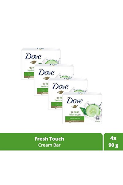 Dove صابون تجميل فريش تاتش - تأثير مرطب، 90 جرام × 4 قطع