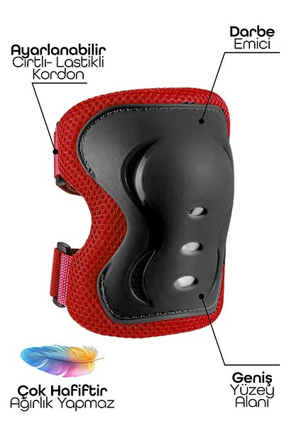 ALASTOR Set of 6 High Protection 3-12 Years Old Roller Skates Scooter Bicycle Skateboard Knee Elbow Hand Guard Protector Red