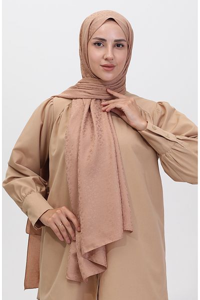 sefamerve Σάλι Madame Mary Floral Jacquard 19086-18 Milk Coffee