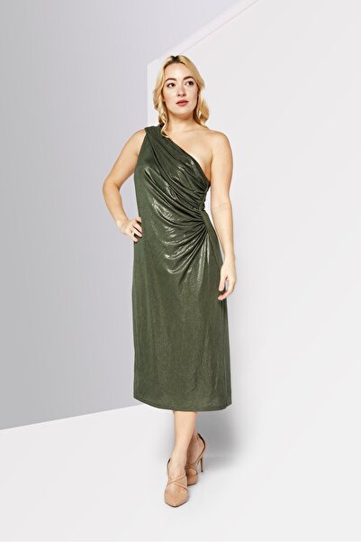 Ralph Lauren Women Metallic Midi Casual Dress, Olive