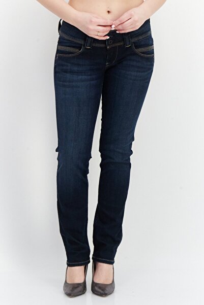 Pepe Jeans Women Straight Fit Solid Stretchable Low Waist Denim Jeans, Navy