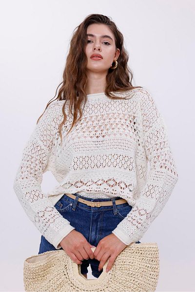 Figo Openwork Knitwear Women's Blouse