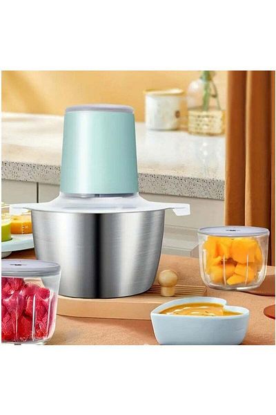 COOYA 2L electric meat grinder, stainless steel, removable, two-speed adjustment, easy to clean, green