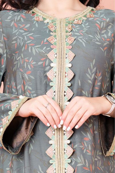 IKKXA Modern Embroidered Printed Jalabiya
