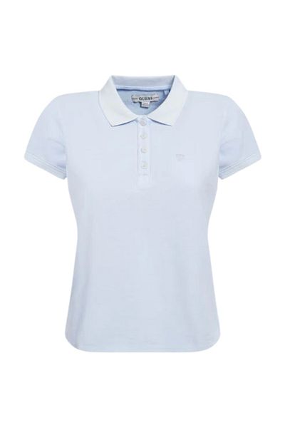 Guess Tricou polo de damă ES SS GUESS LOGO PIQ albastru
