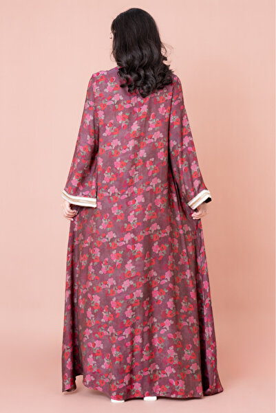 IKKXA Embroidered Floral Print Jalabiya