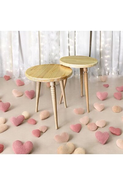 Sienta Home Dekoratif Doğal Ahşap 3’lü Zigon Sehpa Gürgen Ağacı Demonte Modern Ayak - Orta Sehpa