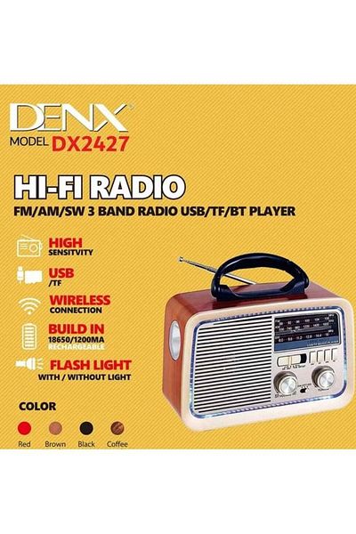 Denx راديو FM - AM - SW خشب بني بلوتوث صوت محمول بطاقة TF قرص فلاش USB تشغيل AUX