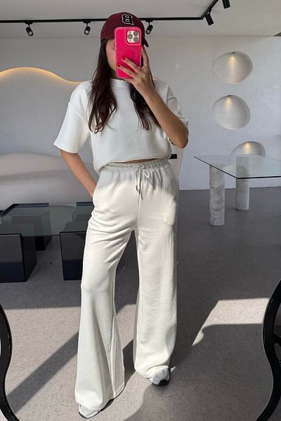 solena sln Women's Crew Neck T-Shirt Pants Modal Set