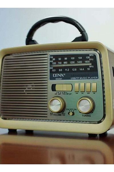 Denx راديو دينكس هاي فاي بمنفذ USB، 3 قنوات FM - AM - SW، ذهبي/بني/أسود، مزود ببلوتوث، ومدخل AUX، وبطاقة TF، وقرص فلاش USB