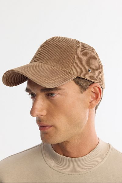 Avva Men's Brown Corduroy 100% Cotton Sports Hat A32y9203