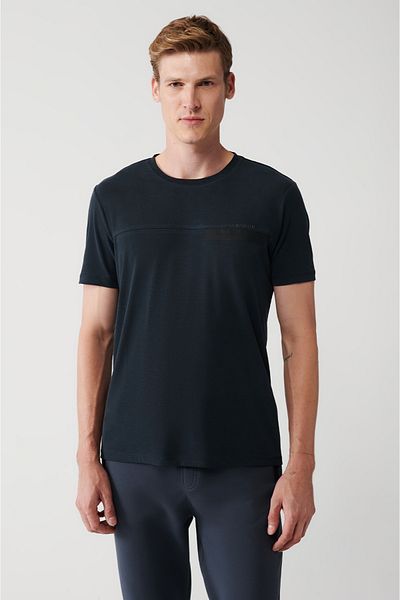 Avva Anthrazitfarbenes Soft-Touch-T-Shirt mit Rundhalsausschnitt für Herren A31y1195