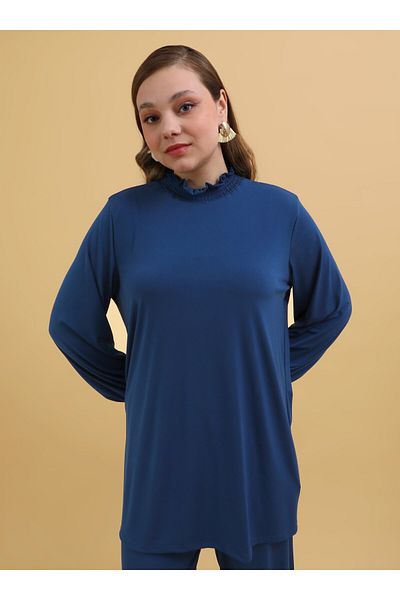 ALİA Плетено яке Gipe Detailed Plus Size - Тъмносин - Alia