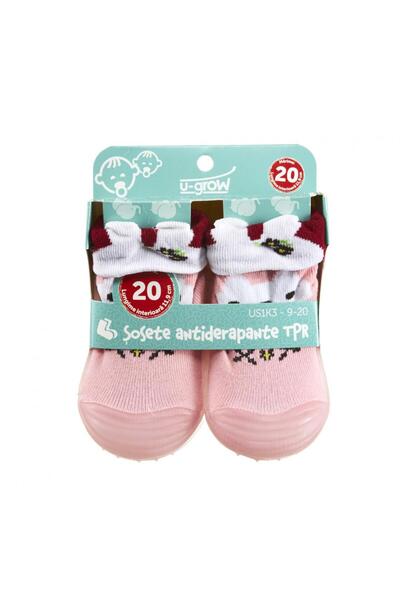 U-Grow Sosete Antider, Pink, Size 20,