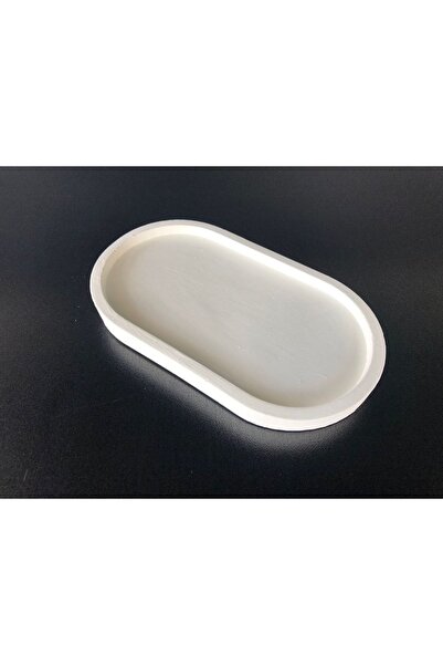 eHediyecim Bernami Διακοσμητικό Οβάλ Λευκό Πιάτο από Μπετόν, Πιάτο Κοσμημάτων...