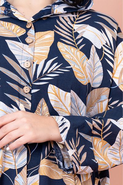 IKKXA Floral Printed Hoodie Jalabiya