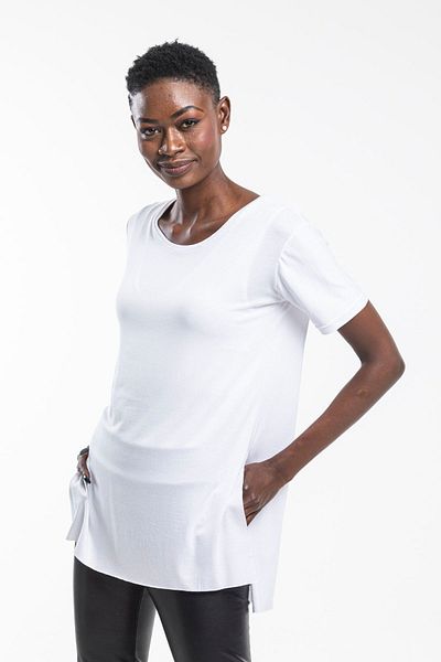 The Base Tricou de damă, alb, din țesătură de viscoză, cu decolteu rotund