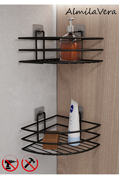 KapKacakAl Screwed Lifetime Stainless Bathroom Shelf Organizer 2 Pieces Matte...