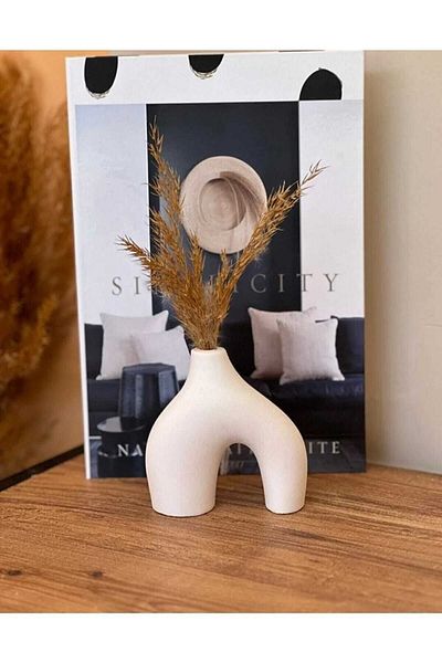 haziran shop White Concrete Minimal Vase Set - Decorative Scented