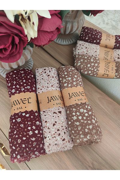 JAWEL ŞAL Jawel Women's Wrinkle-Free Hijab 3-Piece Wrap Shawl Pack