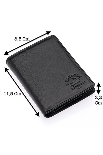 Westpolo Deri Bozuk Para Bölmeli Erkek Cüzdan - Siyah