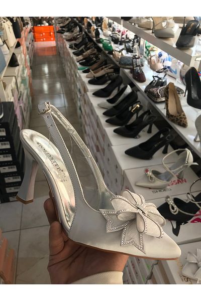 Brs Satin Bow Transparent Evening Dress Shoes