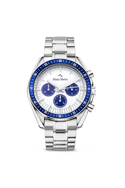 Mats Meier Arosa Racing Chronograaf HerrenUhr Silberfarbene und Wit MM50013